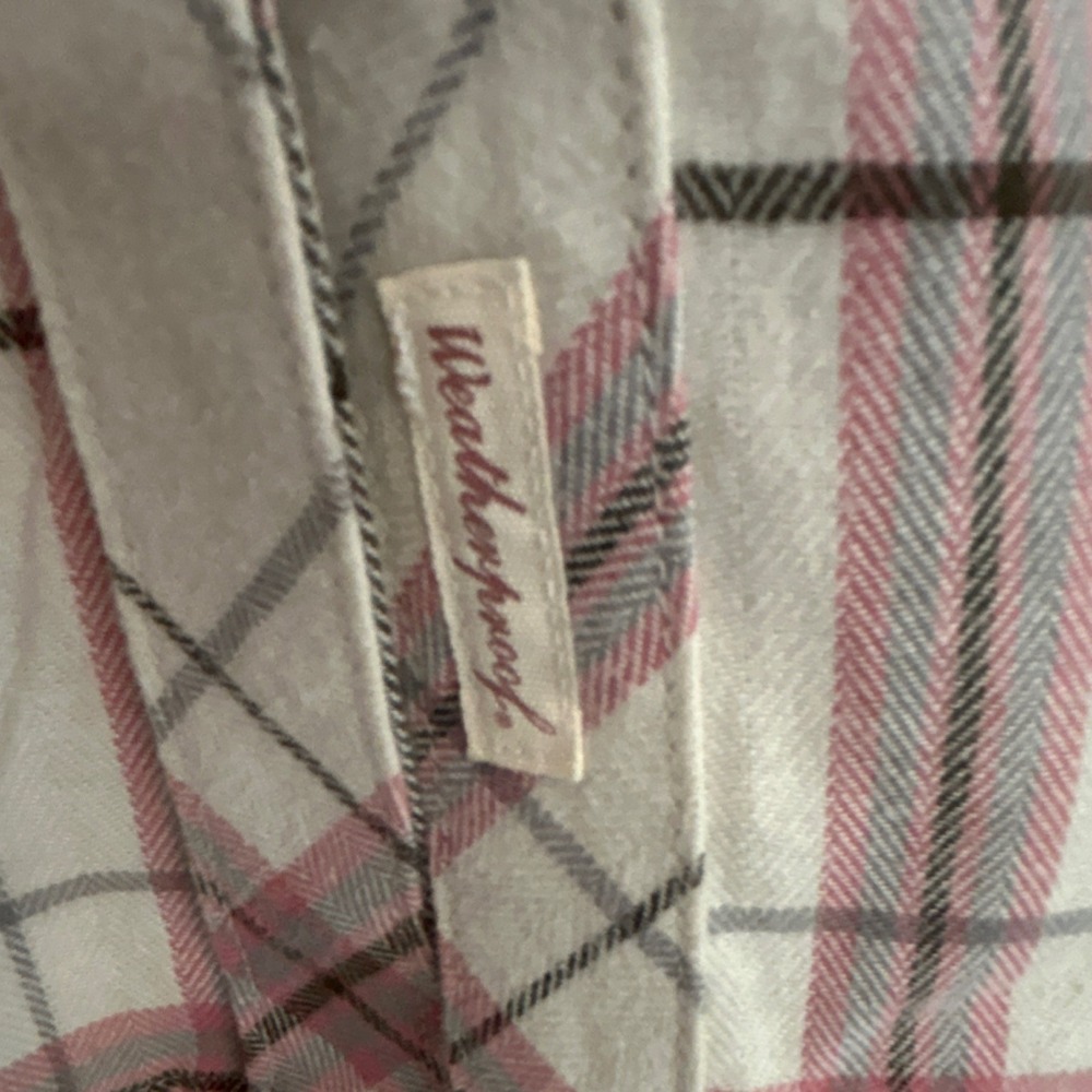 Weatherproof Flannel Comfort Stretch Button-Up Shirt Ivory Pink Gray M Women's - Picture 3 of 5